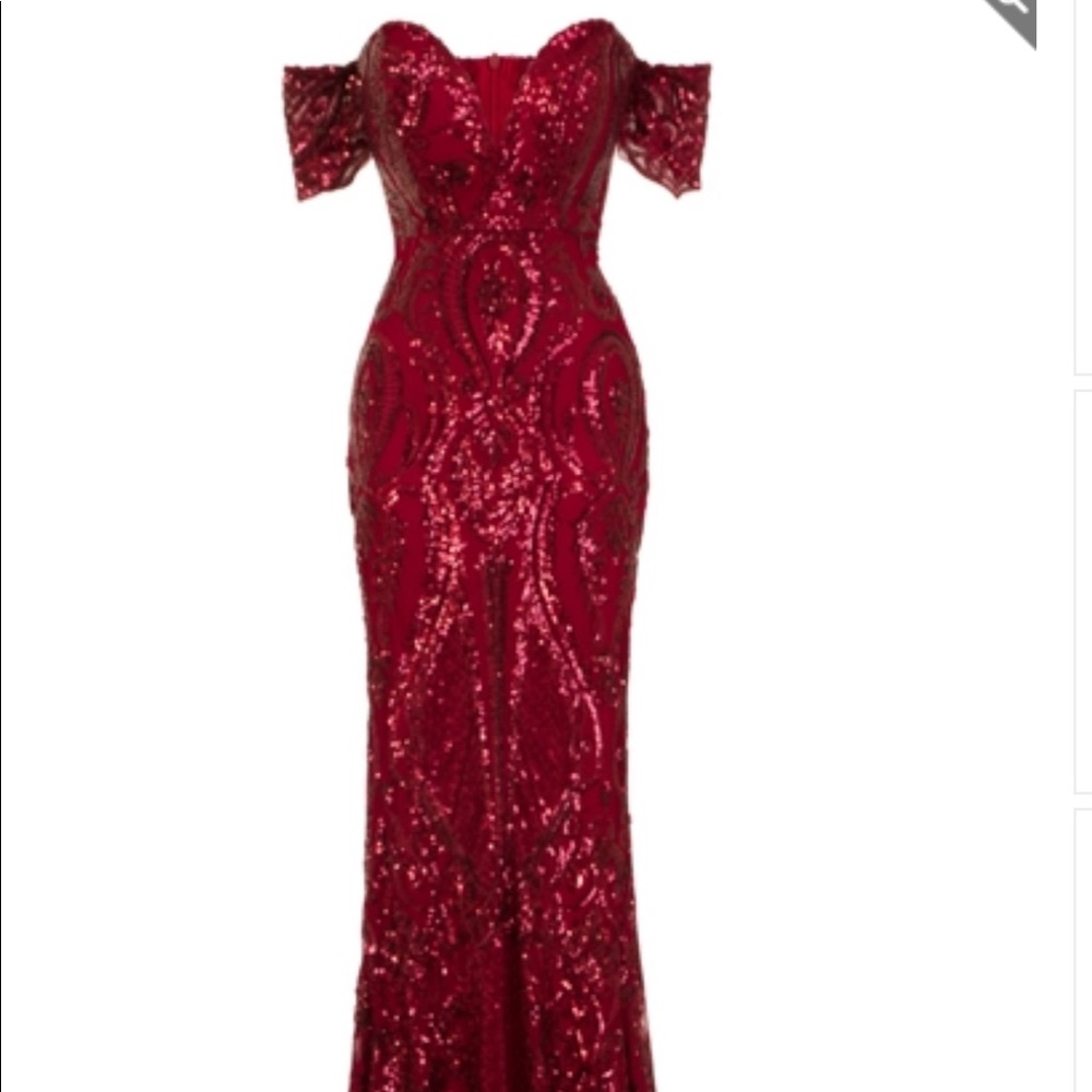 Red/berry Sweetheart off the shoulder sequin dress